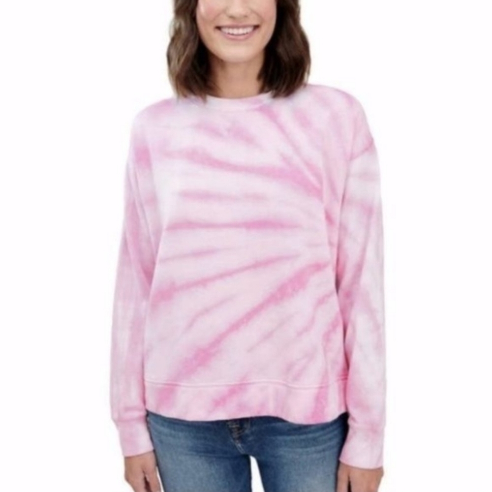 Splendid Pink Tie Dye Crew Neck Pullover Sweater